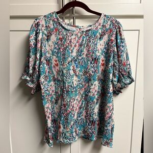 Short Ruffle Short Sleeve Top Sz XL